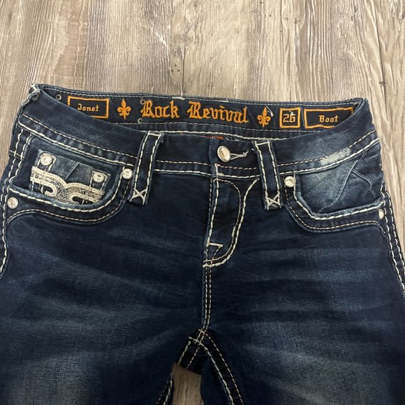 Rock Revival Jeans Womens Size 26 Dark Denim Janet Boot Cut - Picture 4 of 5